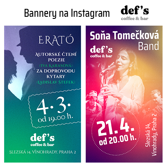 Banner na Instagram pro kavárnu a bar v Praze 
