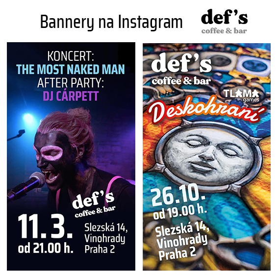 Banner na Instagram pro kavárnu a bar v Praze