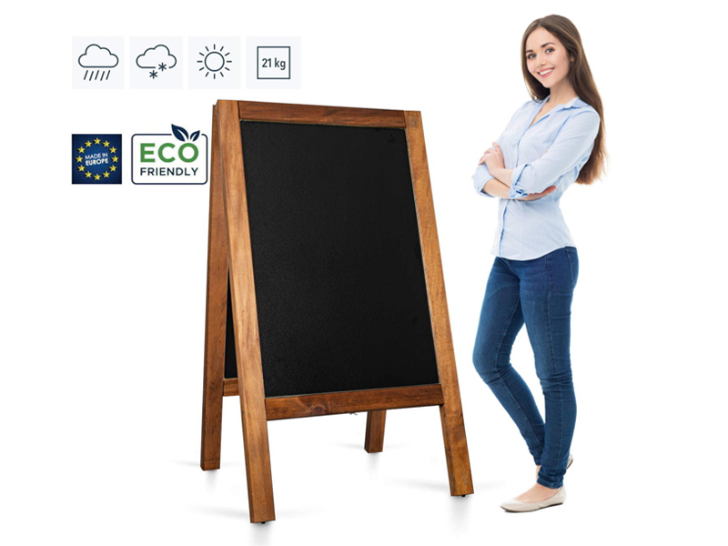 Venkovní dřevěný reklamní stojan PRO 118 × 65 cm